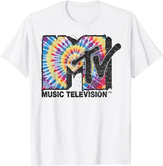 MTV Rainbow Tie Dye Spiral Logo T-Shirt