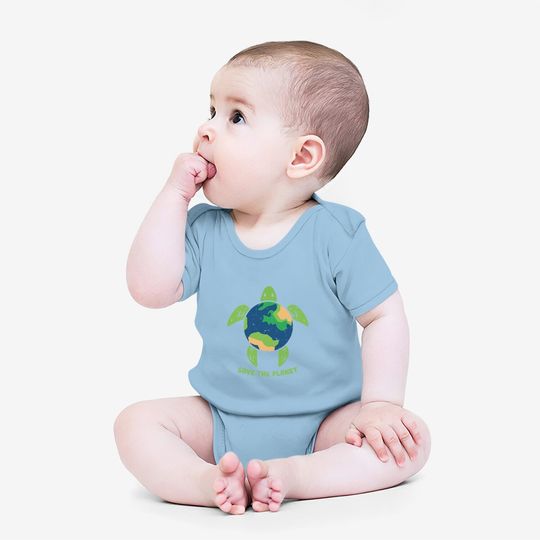 Save The Planet Earth Day Environment Turtle Recycle Ocean Baby Bodysuit