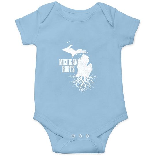 Michigan Roots Vintage Pride State Map Gift Baby Bodysuit