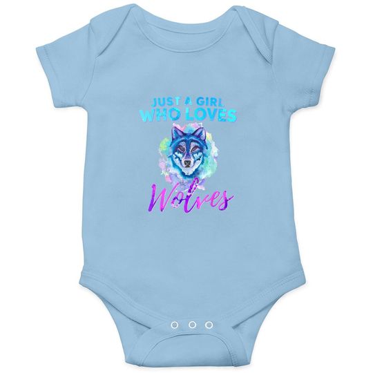 Just A Girl Who Loves Wolves Watercolor Wolf Baby Bodysuit