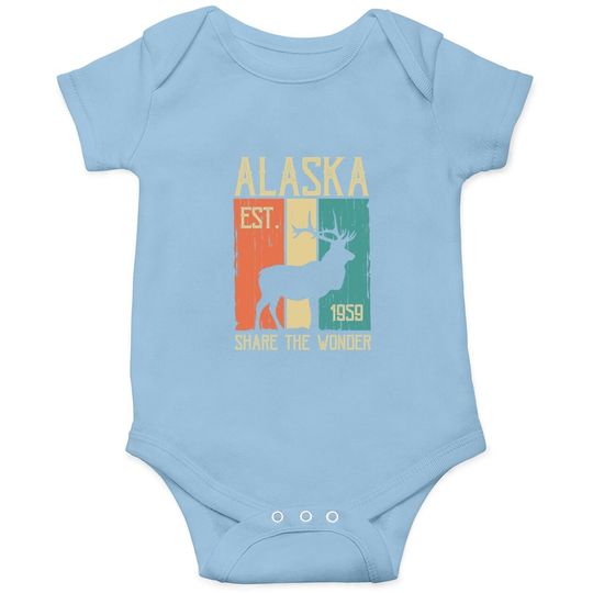 Vintage Sports Design Alaskan Elk For Alaska Day Baby Bodysuit