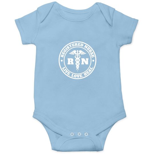 Registered Nurse Live Love Heal Pocket Logo Rn Baby Bodysuit