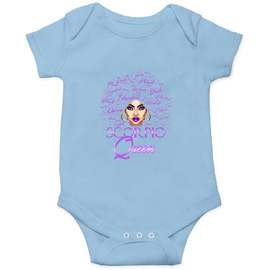 Scorpio Girl Purple Afro Queen Black Zodiac Baby Bodysuit