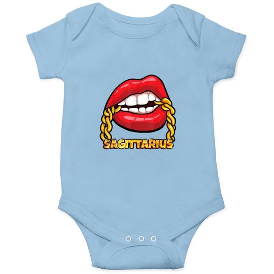 Juicy Lips Gold Chain Sagittarius Zodiac Sign Baby Bodysuit