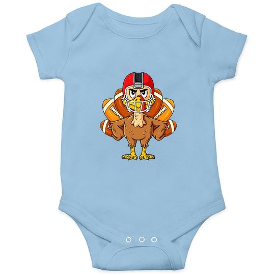 Thanksgiving Turkey Football Player Boys Girls Baby Bodysuit