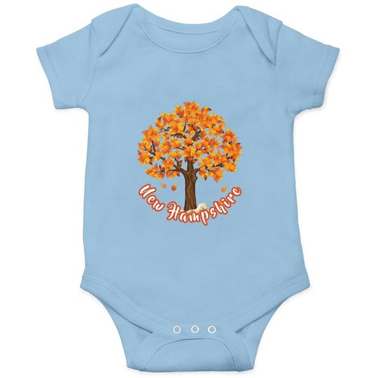 Distressed Visit New Hampshire Autumn Leaves Leaf Peeping Baby Bodysuit