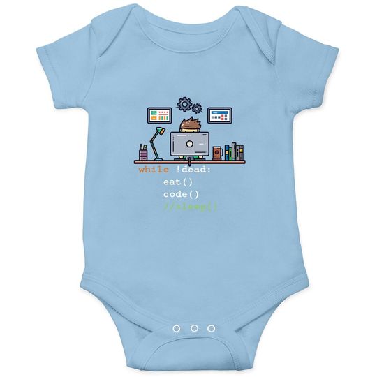 Computer Science Python Programmer Eat Code Sleep Baby Bodysuit