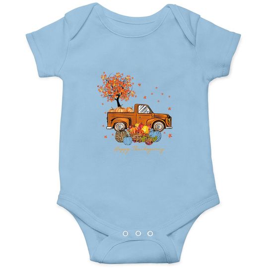 Pumpkins Truck Autumn Leaf Fall  baby Bodysuit