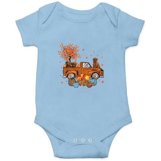 Poodle Pumpkins Truck Leaf Autumn Fall Thanksgiving Baby Bodysuit