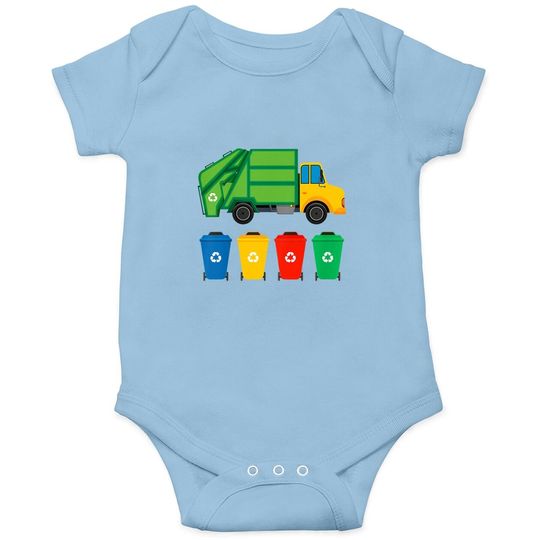 Garbage Truck Recycling Bins Earth Day Children Toddler Baby Bodysuit