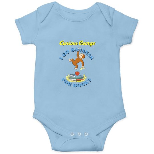 Curious George I Go Bananas For Books Book Stack Baby Bodysuit