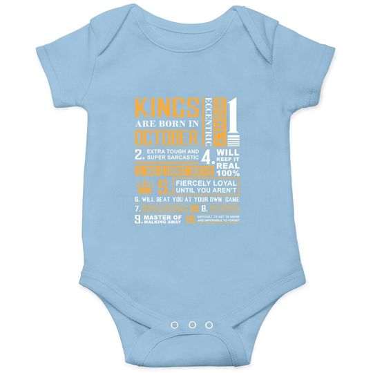 Kings Are Born In October | King October Man Baby Bodysuit