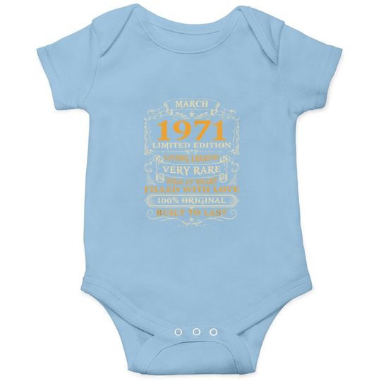 50th Birthday Gift 50 Years Old Retro Vintage March 1971 Baby Bodysuit