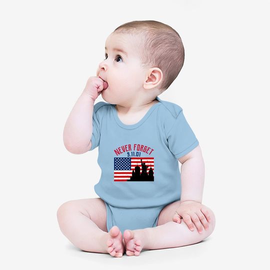 Never Forget Patriotic 911 American Flag Vintage Baby Bodysuit