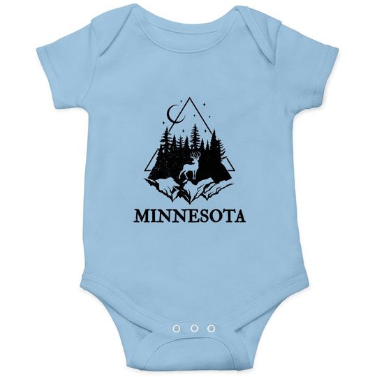 Minnesota Forest Deer Nature Vintage Distressed Baby Bodysuit