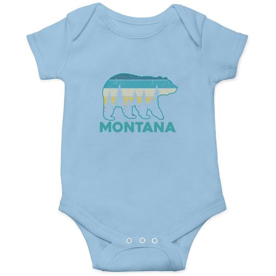 Montana Vintage Grizzly Bear Nature Hiking Baby Bodysuit