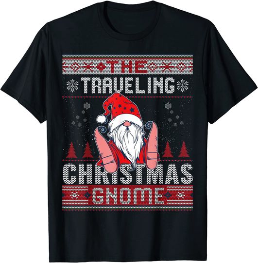 Traveling Christmas Gnome Matching Family Ugly T-Shirt