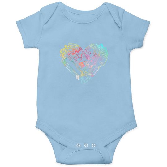 Heart Shape Love Watercolor Art Teacher Baby Bodysuit