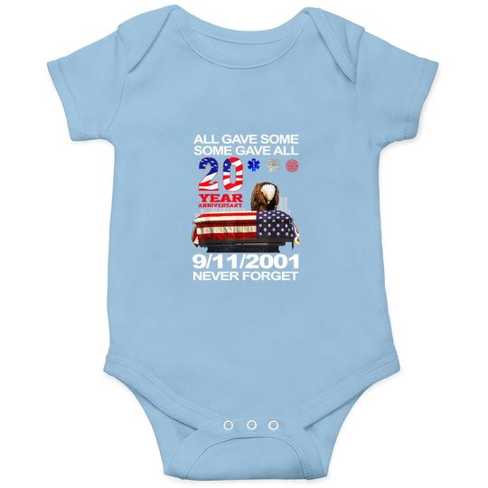Never Forget 9-11-2001 20th Anniversary Firefighters Baby Bodysuit