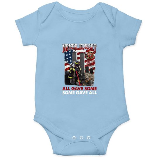 Never Forget 9-11-2001 20th Anniversary Funny Firefighters Baby Bodysuit