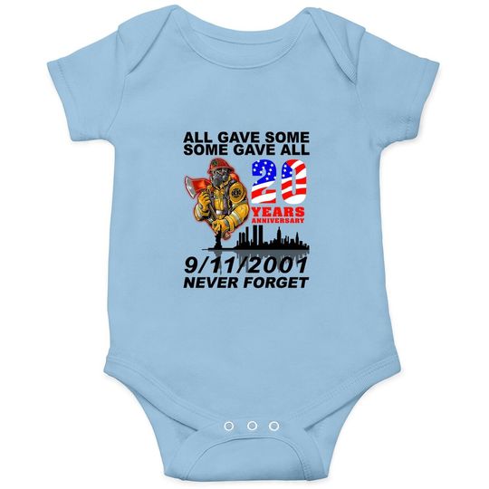 Never Forget 9-11-2001 20th Anniversary Firefighters Baby Bodysuit