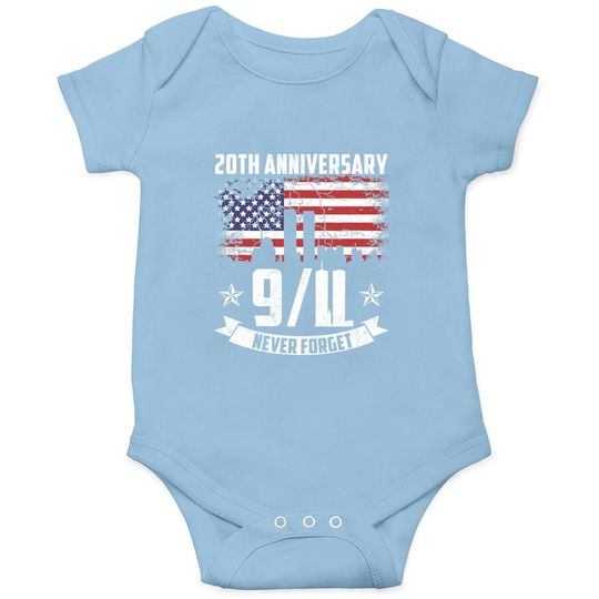 Patriot Day 2021 Never Forget 9-11 20th Anniversary Baby Bodysuit