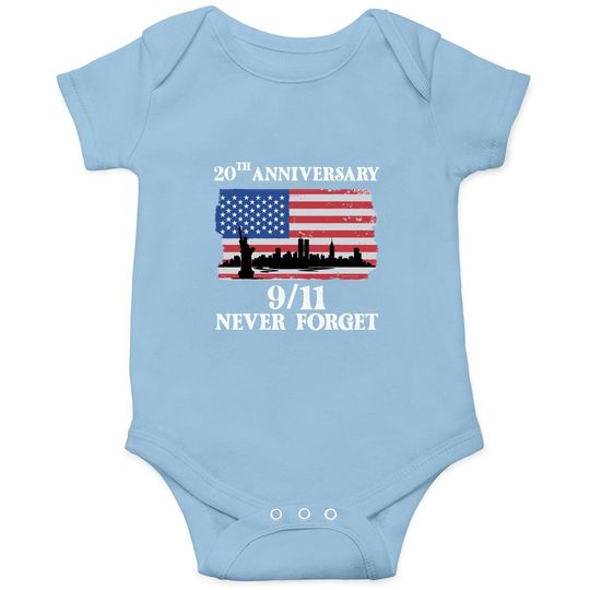Never Forget 9/11 20th Anniversary 2021 Usa Flag Baby Bodysuit