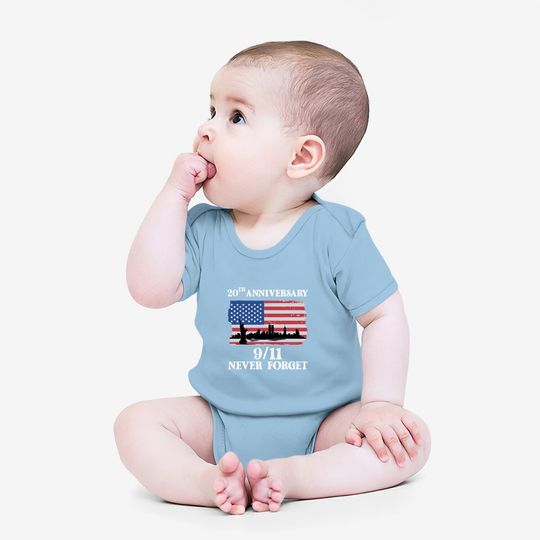 Never Forget 9/11 20th Anniversary 2021 Usa Flag Baby Bodysuit