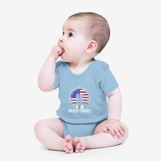 Patriot Day 2021 Never Forget 9-11 20th Anniversary Baby Bodysuit