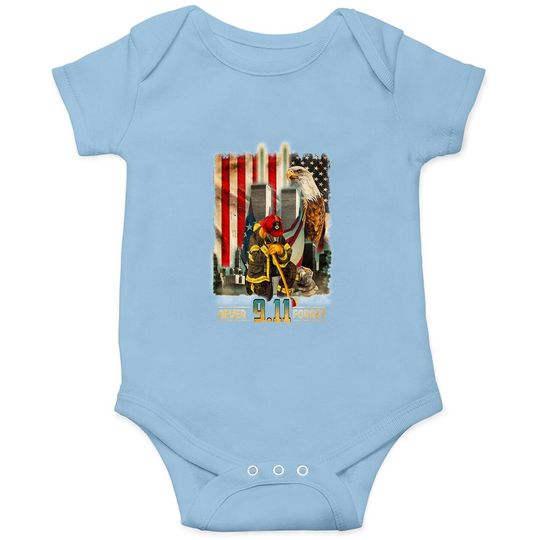 Never Forget 9-11-2001 20th Anniversary Firefighters Baby Bodysuit