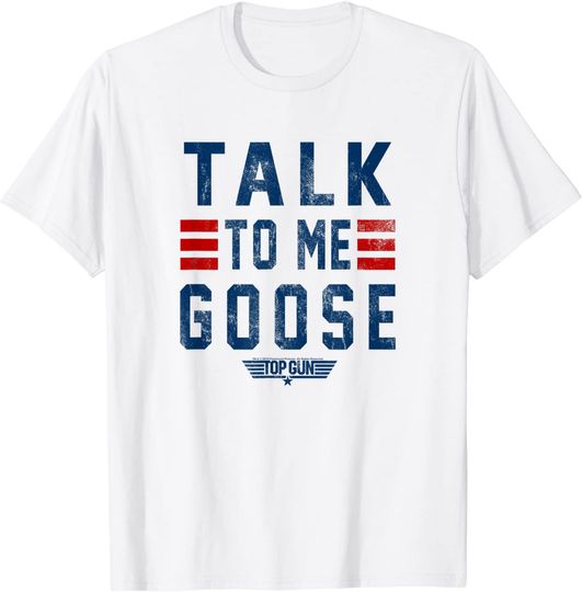 Top Gun Talk To Me Goose Distressed Text T-Shirt