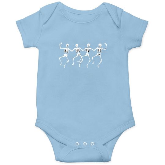Spooky Dancing Skeletons Classic White Halloween Baby Bodysuit