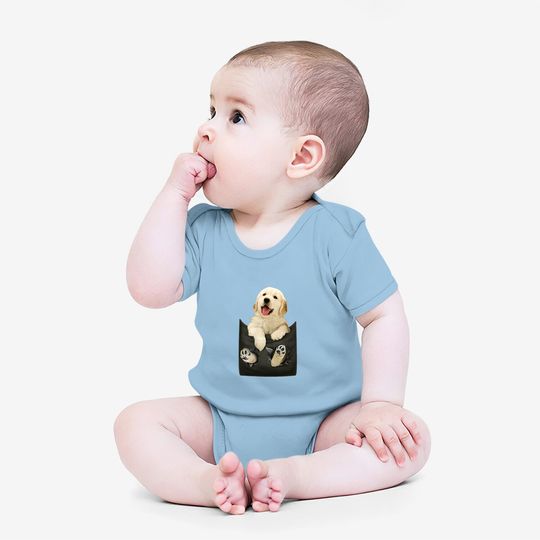 Golden Retriever In Pocket Puppy Baby Bodysuit