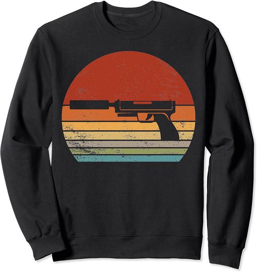 Vintage Gun Retro Gun Silhouette Shooting Lover 70s 80s Sweatshirt