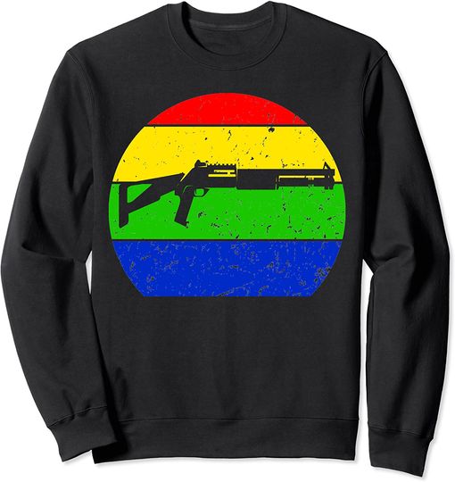 Vintage Gun Retro Gun Silhouette Shooting Lover 60s 70s Sweatshirt