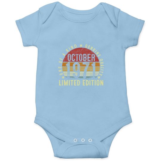 Vintage Classic October 1971 Limited Edition 50th Birthday Baby Bodysuit
