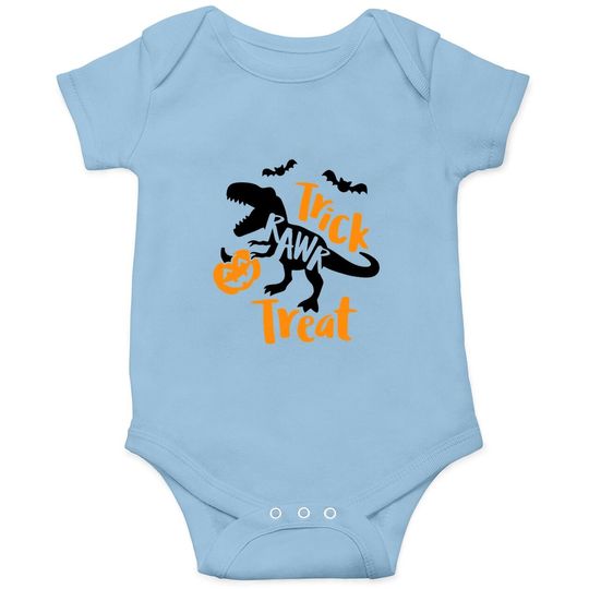Trick Rawr Treat Dinosaur Halloween T-rex With Pumpkin Baby Bodysuit
