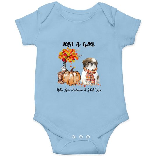 Just A Girl Who Loves Autumn And Shih Tzu Baby Bodysuit