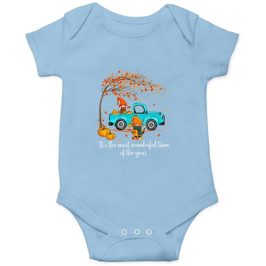 It's The Most Wonderful Time Of The Year Gnomes Autumn Fall Baby Bodysuit