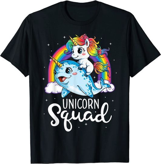 Unicorn Squad Narwhal T shirt Girls Kids Rainbow Unicorns T-Shirt
