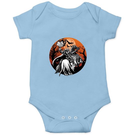 Headless Knight Baby Bodysuit Headless Flaming Pumpkin Halloween Baby Bodysuit