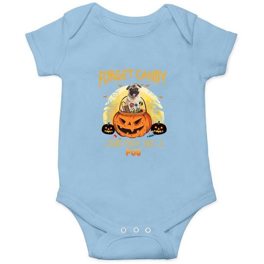 Candy Pumpkin Pug Dog Baby Bodysuit