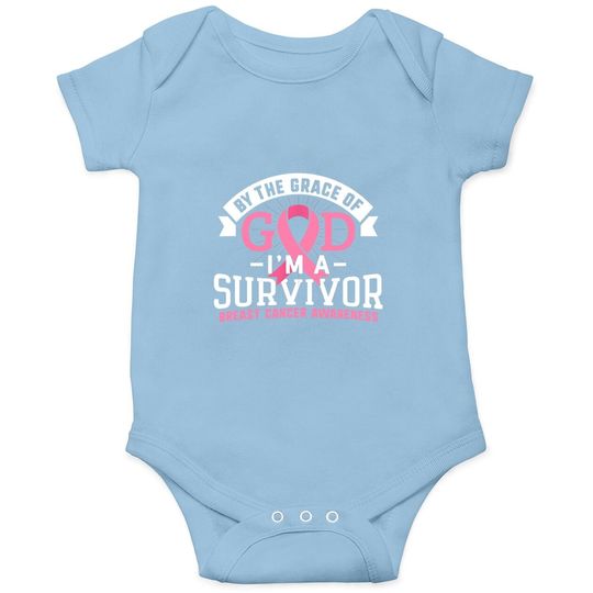 Breast Cancer Survivor Support Pink Ribbon Grace God Baby Bodysuit