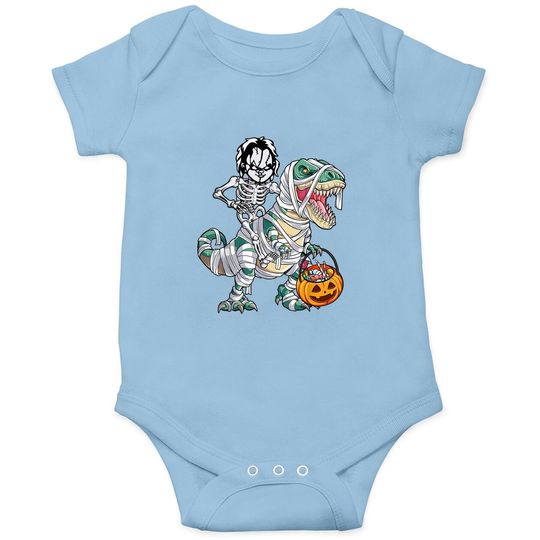 Chucky Riding Mummy Dinosaur T-rex Halloween Baby Bodysuit