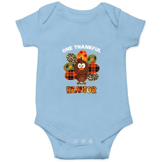 One Thankful Realtor Autumn Fall Turkey Thanksgiving Baby Bodysuit