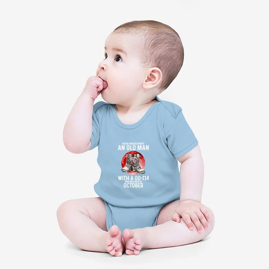 Never Underestimate An Old Man With A Dd-214 October Veteran Baby Bodysuit