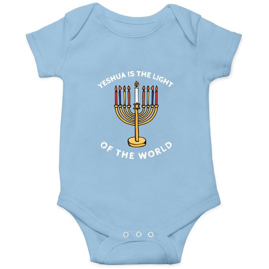 Yeshua Is The Light Of The World Hanukkah Menorah Candles Baby Bodysuit