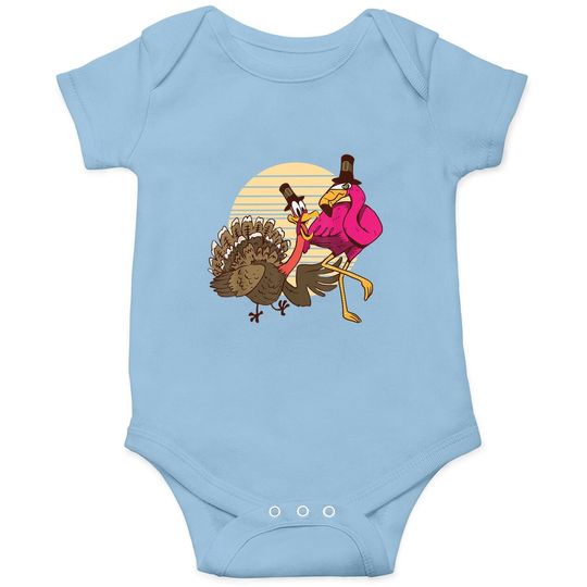 Thanksgiving Flamingo And Turkey Baby Bodysuit