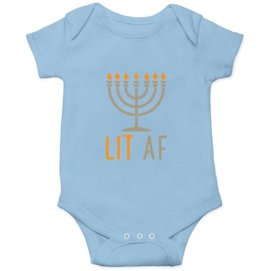 Lit Af Menorah Chanukah Hanukkah Jewish Baby Bodysuit