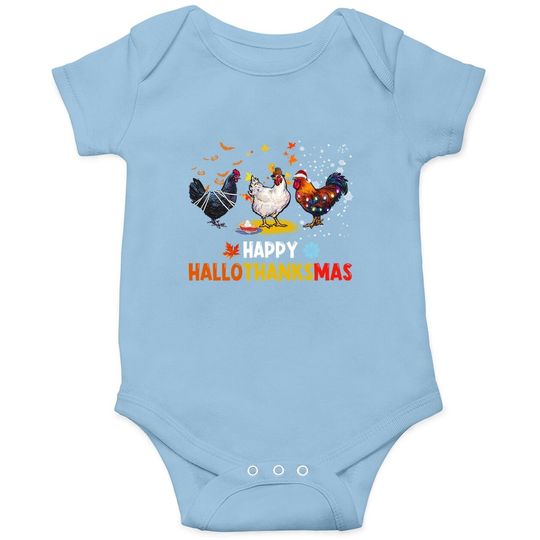 Chicken Halloween Happy Hallothanksmas Autumn Thanksgiving Baby Bodysuit